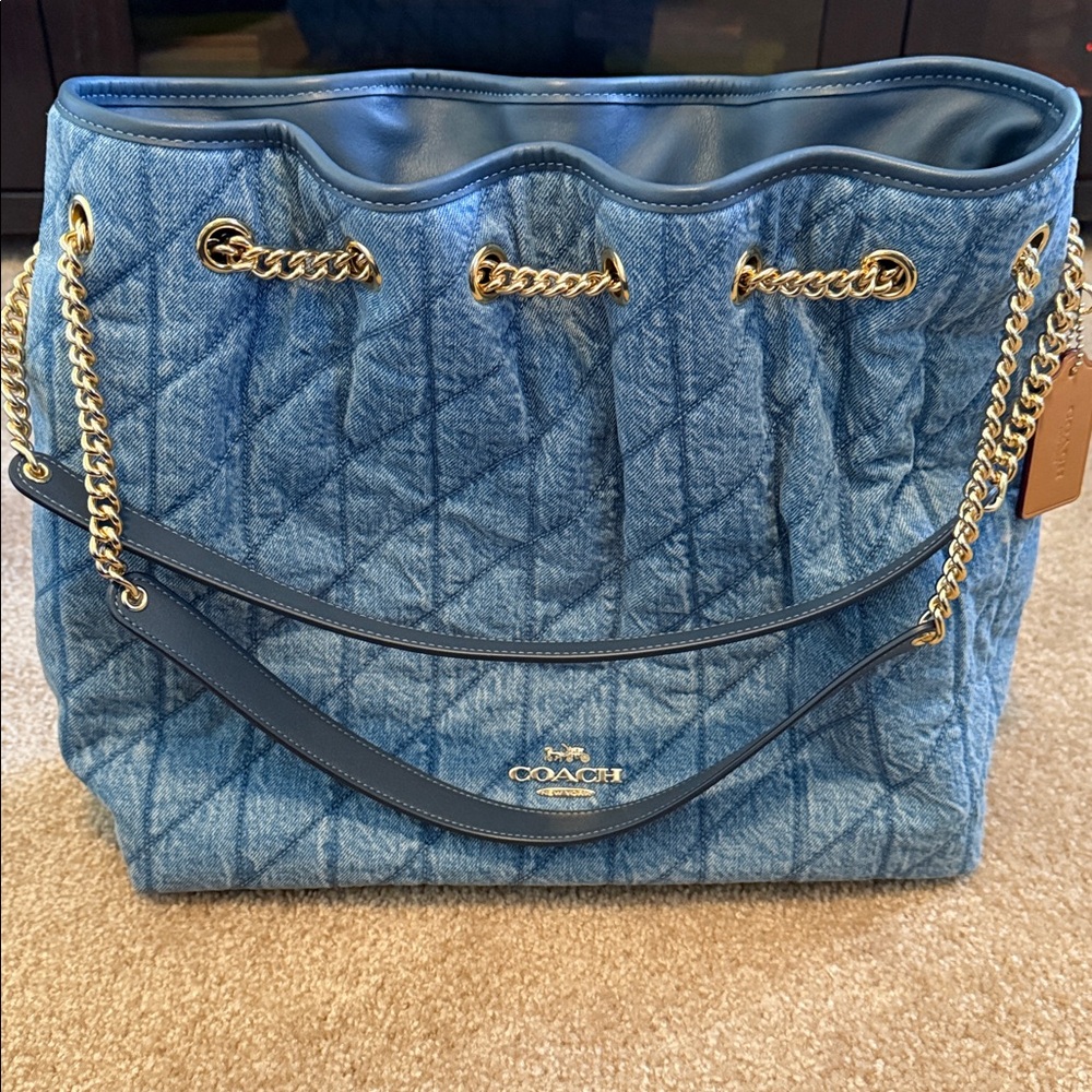 Coach Evelyn Shoulder Bag In Regenerative Cotton With Quilting NWT